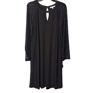 Studio One New York Woman's Black Dress‎ with Long Lace Sleeves Size 2X